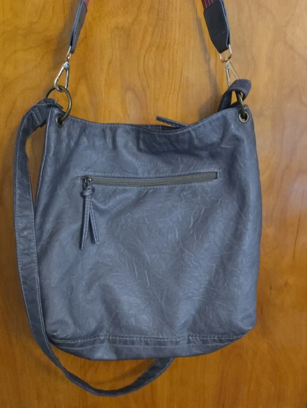Stone & Co. Gray Crossbody Bag with Colorful Woven Strap - Picture 2 of 3